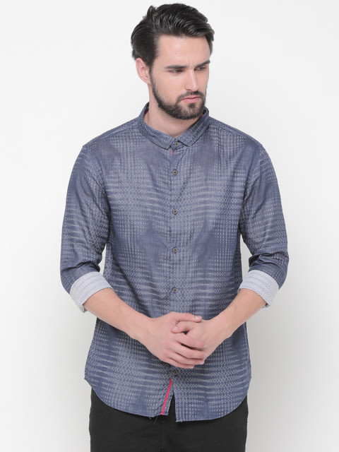 WITH Men Blue Slim Fit Printed Casual Shirt 
WITH Men Blue Slim Fit Printed Casual Shirt