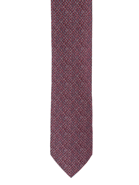Louis Philippe Maroon & Grey Woven Design Silk Broad Tie