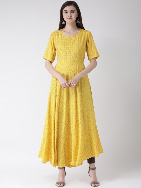 Span Women Yellow & Beige Printed A-Line Kurta