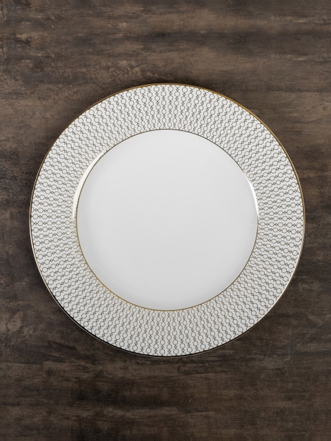 Pure Home and Living White & Gold-Toned Lismore Dinner Plate