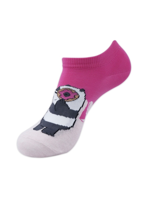 Cartoon Network We Bare Bears By Balenzia Women Pink & Grey Patterned Ankle-Length Socks