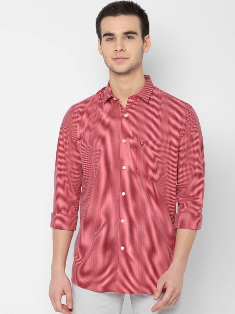 Allen Solly Men Red & White Slim Fit Checked Casual Shirt