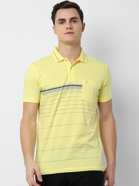 Allen Solly Men Yellow Striped Polo Collar T-shirt
