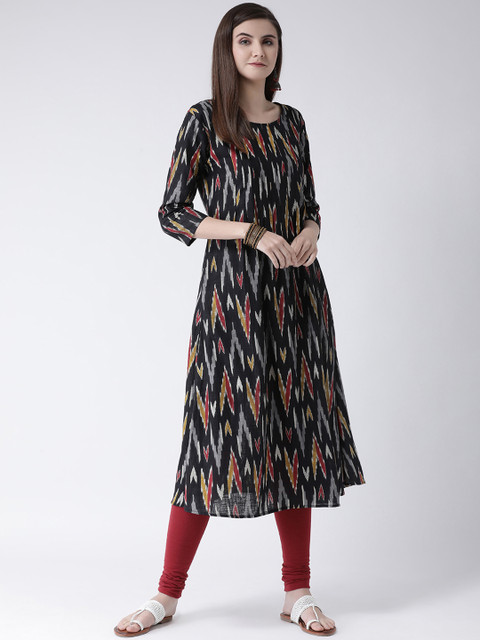 Span Women Black Printed A-Line Kurta 
Span Women Black Printed A-Line Kurta