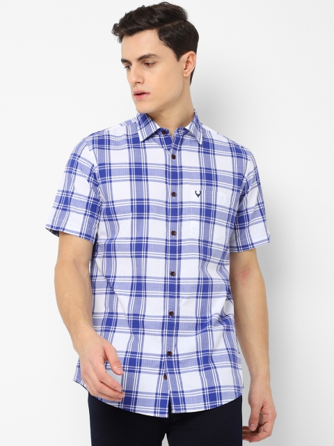 Allen Solly Men Blue & White Slim Fit Checked Casual Shirt