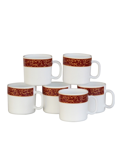 Laopala Set Of 6 White & Red Printed Sovrana Coffee Mugs