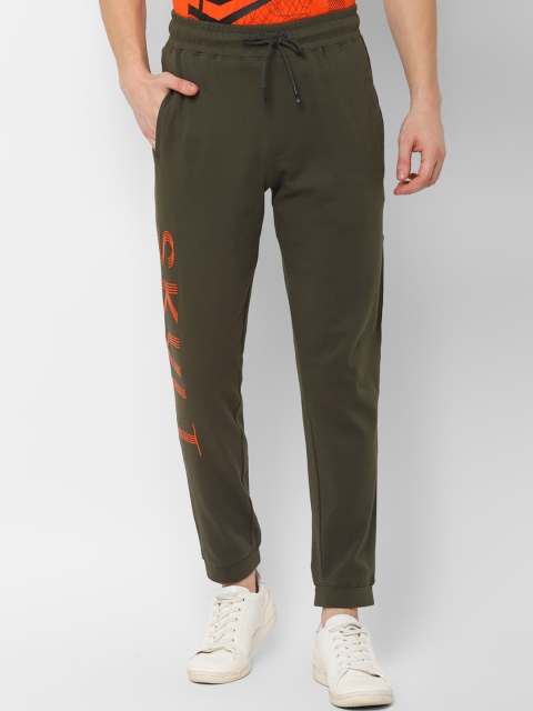 SKULT by Shahid Kapoor Men Olive Green Solid Slim-Fit Track Pants