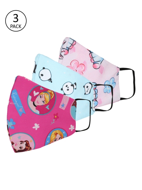 Tossido Kids Pack Of 3 Reusable 3-Ply Cloth Mask, Pink