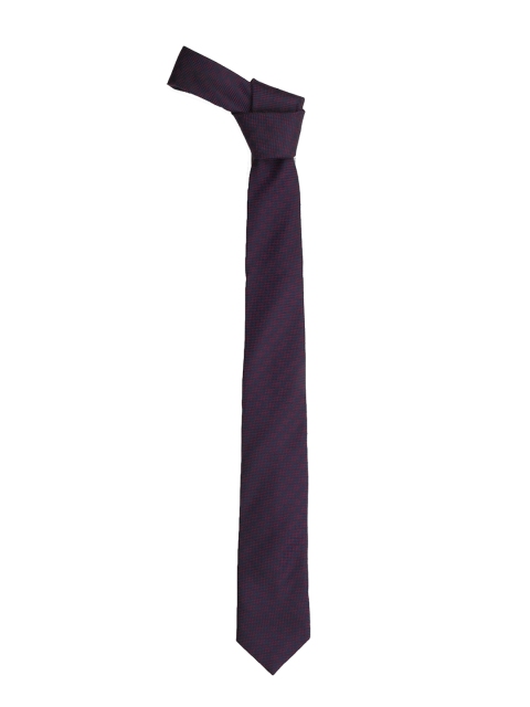 Louis Philippe Navy Blue & Maroon Woven Design Broad Tie