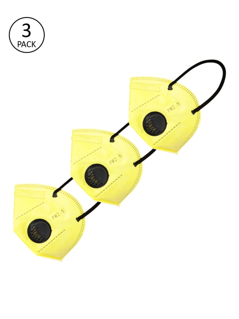 yelloe Unisex 2 Pcs Printed 2-Ply PM 2.5 Respirator Mask KN95 Reusable Fabric Masks, Yellow