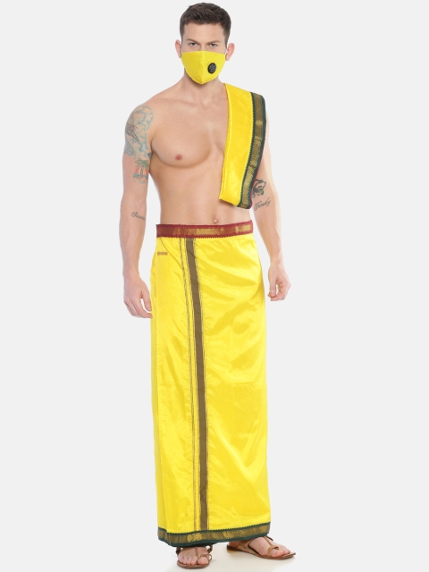 Sethukrishna Men Yellow Solid Readymade Dhoti Pant & Angavastram With 3Layer Anti-Dust Mask
Sethukrishna Men Yellow Solid Readymade Dhoti Pant & Angavastram With 3Layer Anti-Dust Mask