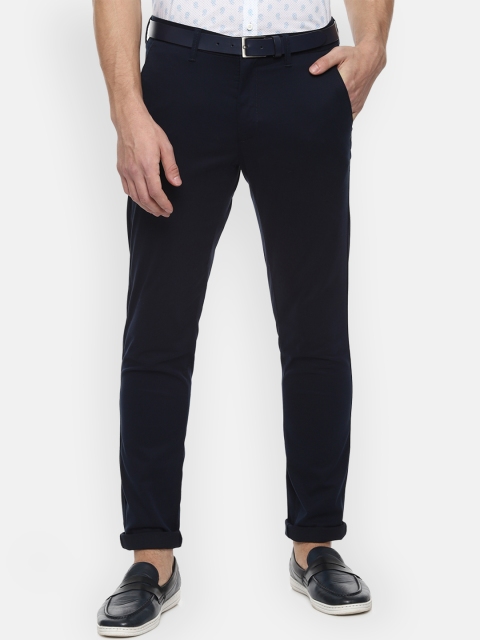 Van Heusen Sport Men Navy Blue Slim Fit Solid Chinos