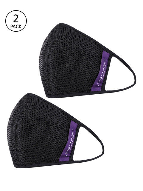 Justanned Unisex Breathable Pack of 2 Reusable 3-Layer Protective Outdoor Masks, Black