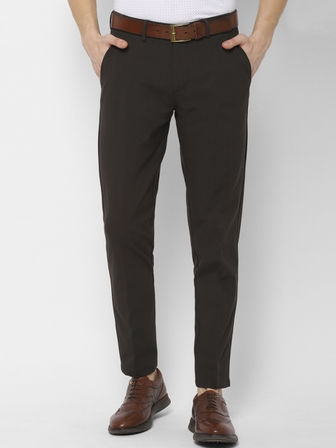 Allen Solly Men Coffee Brown Slim Fit Self Design Regular Trousers