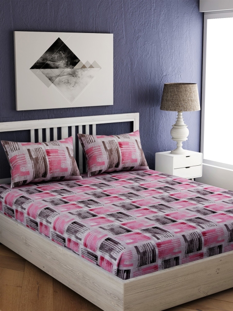 EverHOME Pink & Brown Geometric 144 TC Cotton 1 King Bedsheet with 2 Pillow Covers
EverHOME Pink & Brown Geometric 144 TC Cotton 1 King Bedsheet with 2 Pillow Covers