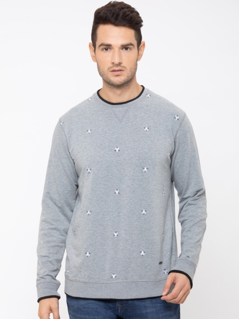 Globus Men Grey & Off-White Printed Sweatshirt