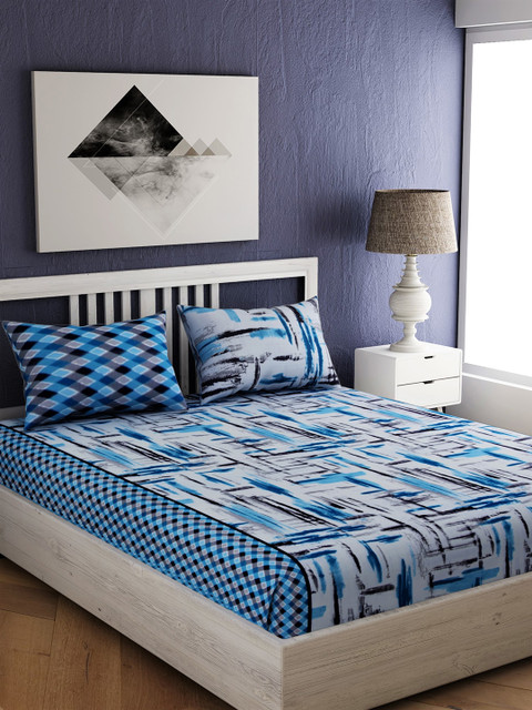 EverHOME Multicoloured Abstract 300 TC Cotton 1 King Bedsheet with 2 Pillow Covers, Multi 
EverHOME Multicoloured Abstract 300 TC Cotton 1 King Bedsheet with 2 Pillow Covers, Multi