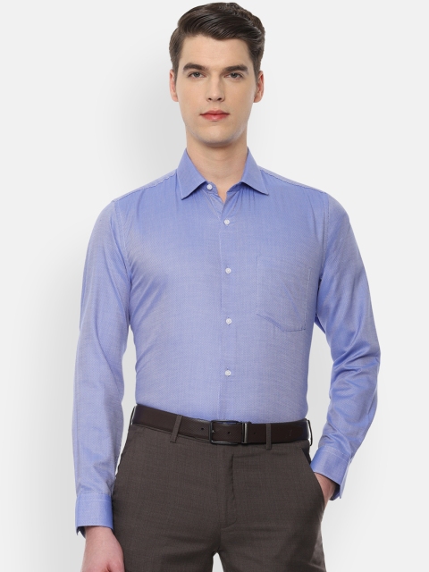 Van Heusen Men Blue Slim Fit Self Design Formal Shirt