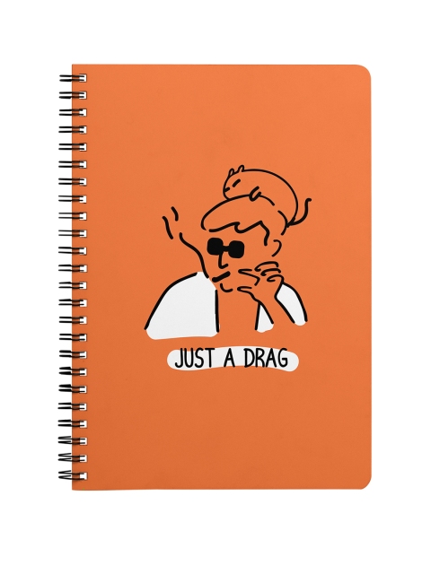 Dailyobjects Orange & White Just A Drag A5 Spiral Notebook