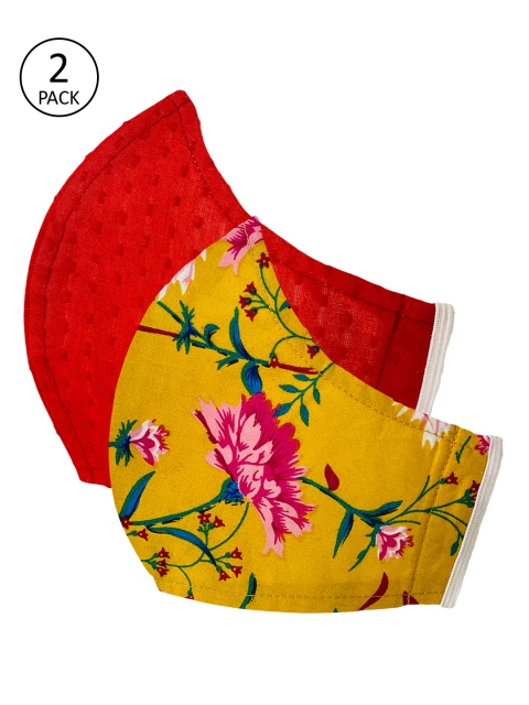 Sera Unisex Pack of 2 Pcs Yellow & Red Reusable 3-Ply Protective Outdoor Masks