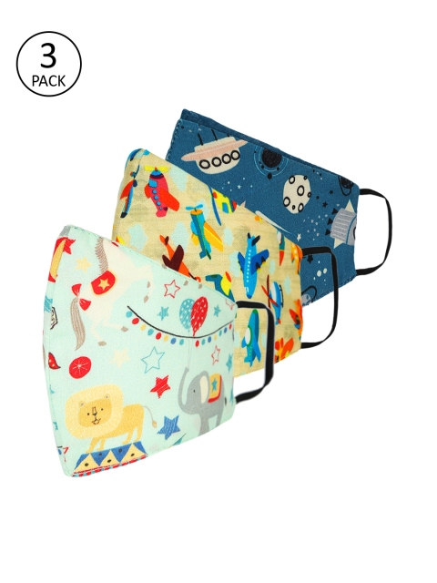 Tossido Kids Pack Of 3 3-Ply Reusable Outdoor Masks, Multi