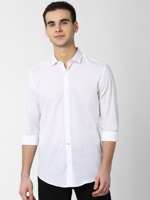 Peter England Men White Slim Fit Solid Casual Shirt