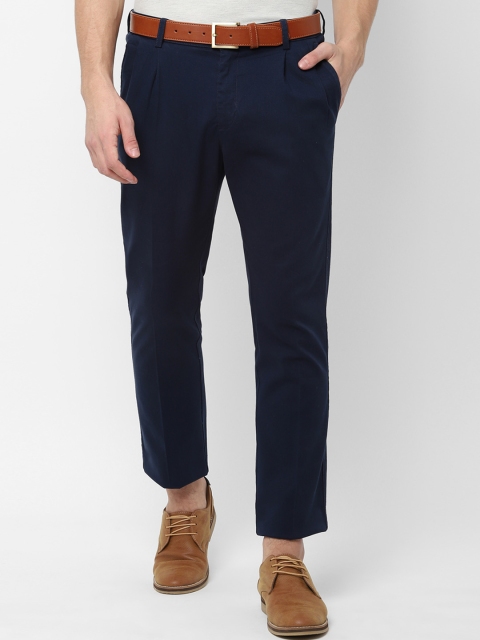 Allen Solly Men Navy Blue Regular Fit Self Design Regular Trousers
