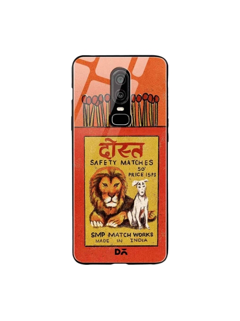 DailyObjects Orange & Red Dost Matchbox OnePlus 6 Glass Case