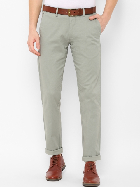 Allen Solly Men Grey Slim Fit Self Design Regular Trousers
