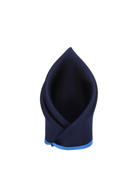 Louis Philippe Men Navy Blue Solid Silk Pocket Square