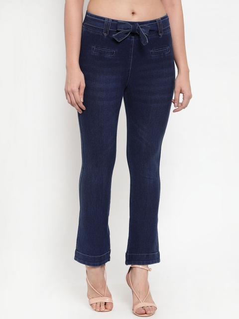 Westwood Women Blue Relaxed Loose Fit Solid Parallel Trousers