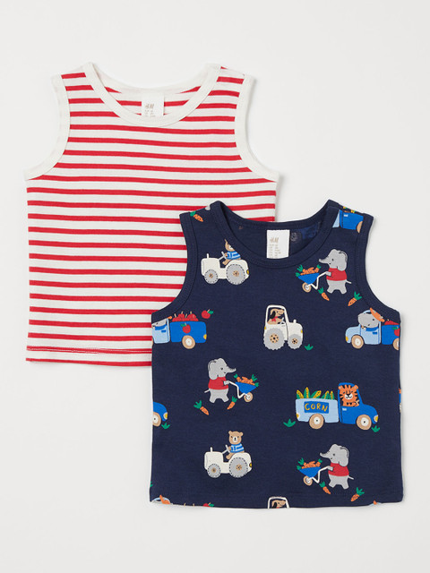 H&M Boys 2-Pack Cotton Vest Tops, Navy blue 
H&M Boys 2-Pack Cotton Vest Tops, Navy blue