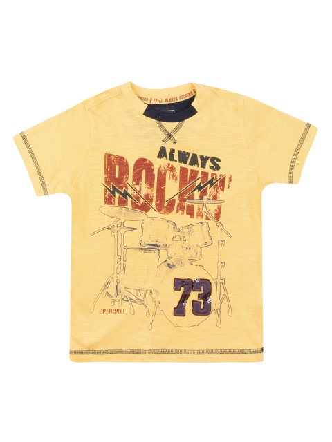 Cherokee Boys Yellow Printed Round Neck T-shirt