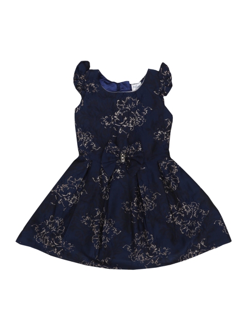 Doodle Girls Navy Blue Printed A-Line Dress