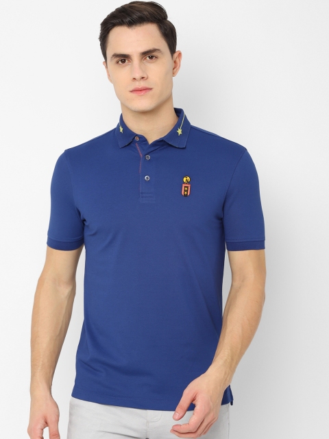 SIMON CARTER LONDON Men Navy Blue Solid Polo Collar T-shirt