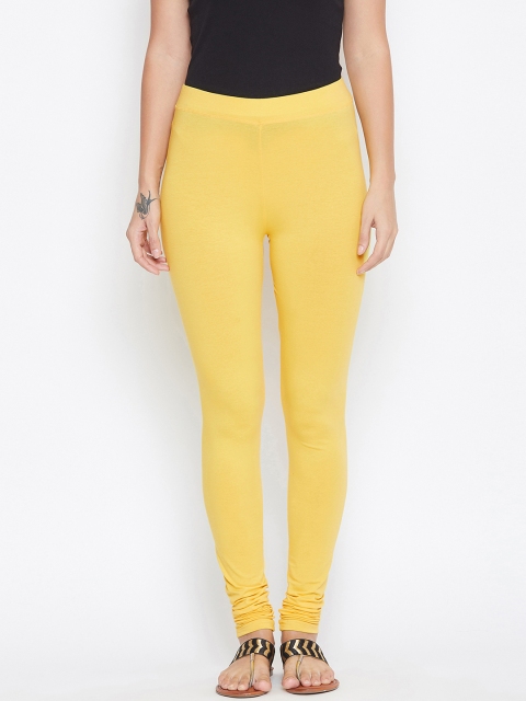 ALIZA Women Yellow Solid Churidar-Length Leggings