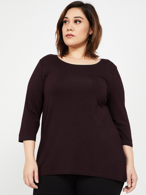 nexus Plus Size Women Burgundy Solid Top 
nexus Plus Size Women Burgundy Solid Top