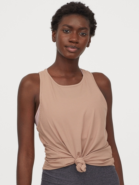 H&M Women Beige Sports Vest Top