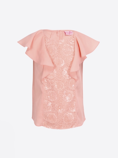 CUTECUMBER Girls Peach Embellished Top