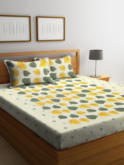 DREAM WEAVERZ Yellow & Green Floral 300 TC Cotton 1 Queen Bedsheet with 2 Pillow Covers
DREAM WEAVERZ Yellow & Green Floral 300 TC Cotton 1 Queen Bedsheet with 2 Pillow Covers
