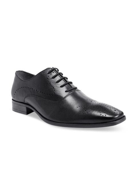 one8 Select BY VIRAT KOHLI Men Black Solid Leather Formal Oxfords