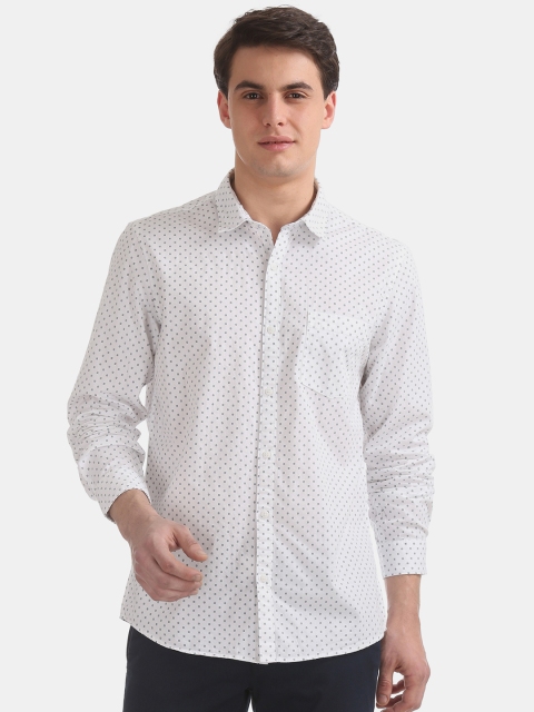 Ruggers Men White Regular Fit Printed Casual Shirt