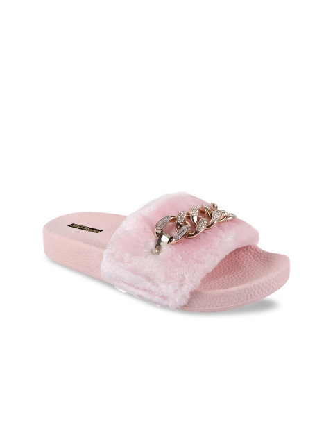 Shoetopia Women Pink Embellished Room Slippers