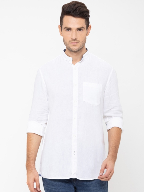 Globus Men White Regular Fit Solid Casual Shirt