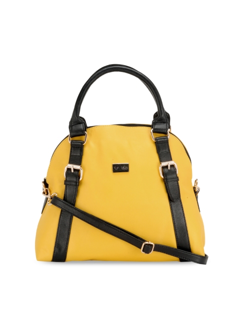Beau Design Yellow & Black Colourblocked Handheld Bag
