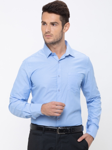 Globus Men Blue Self Design Formal Shirt