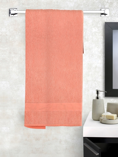 Story@home Unisex Peach Orange Solid 600 GSM Large Bath Towel