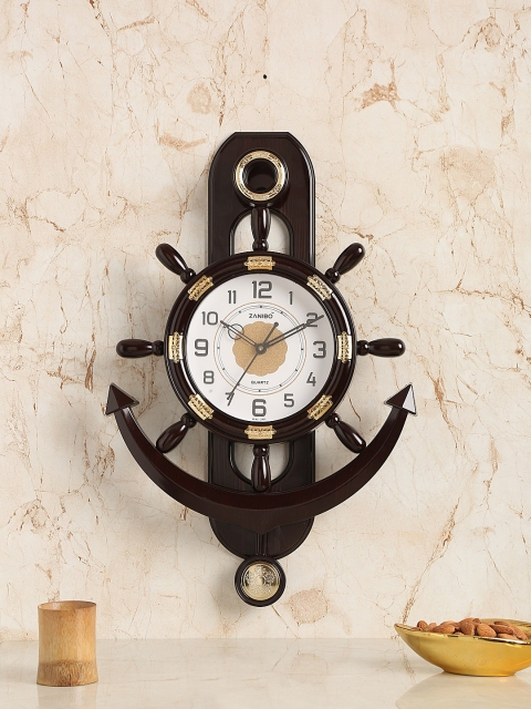 ZANIBO Coffee Brown Quirky Solid Analogue Wall Clock