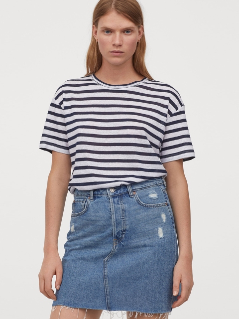 H&M Women Blue Solid Denim skirt
