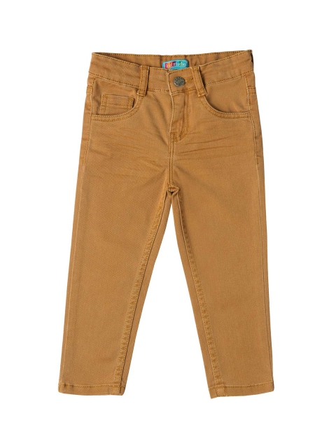 Kid Studio Boys Mustard Yellow Custom Slim Fit Solid Chinos